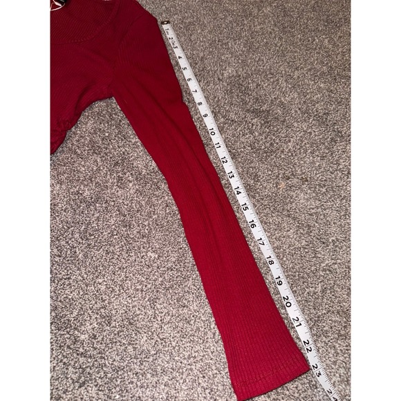 Shein‎ NWT Women's Red Cropped Long Sleeve - Picture 9 of 11